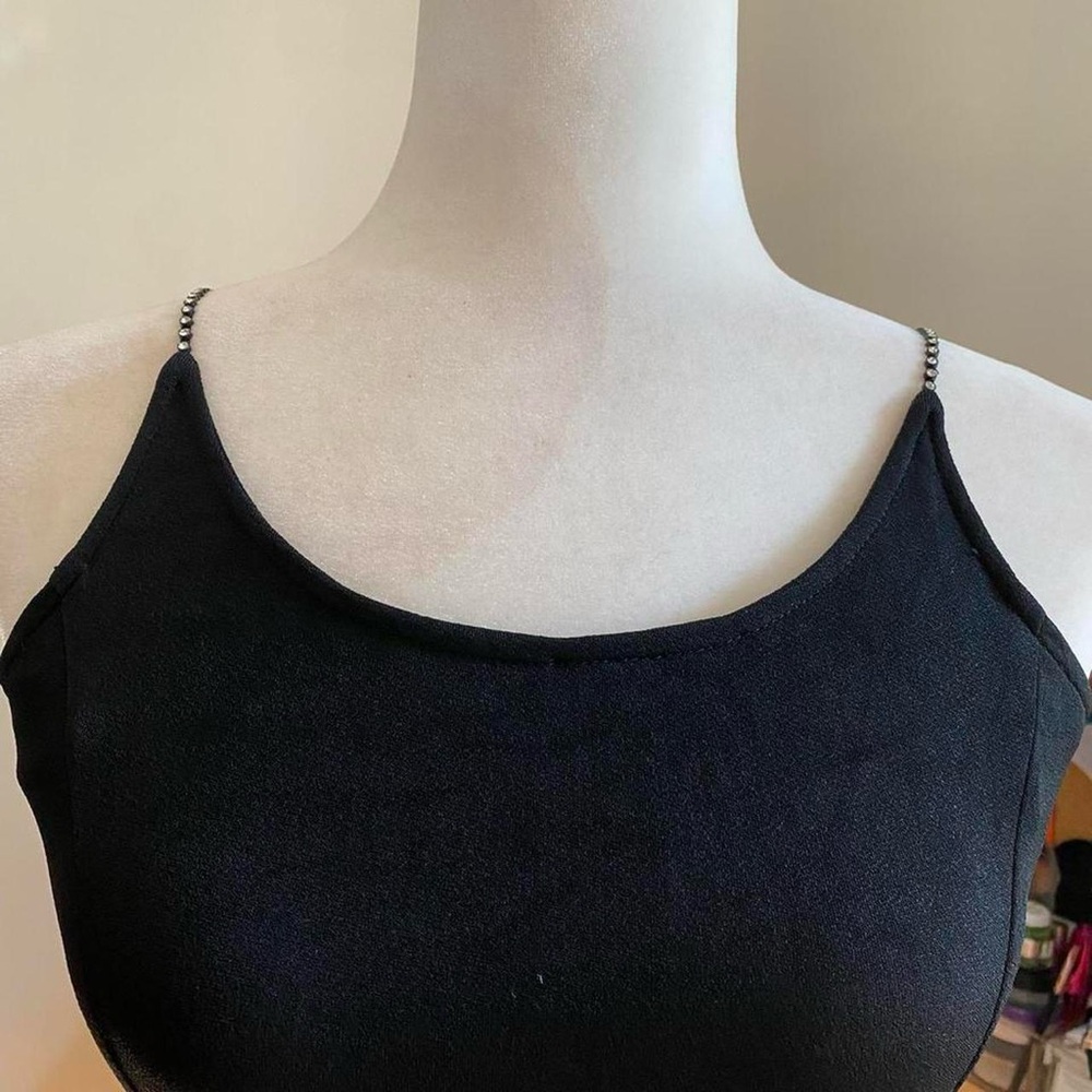 Black Mini Cami Dress With Jewel Straps - Picture 3 of 4